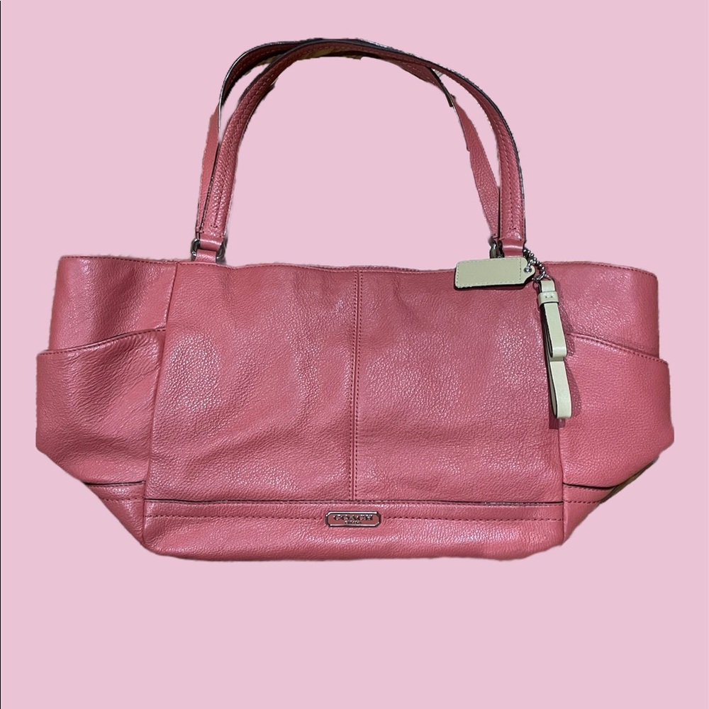 salmon pink coach purse